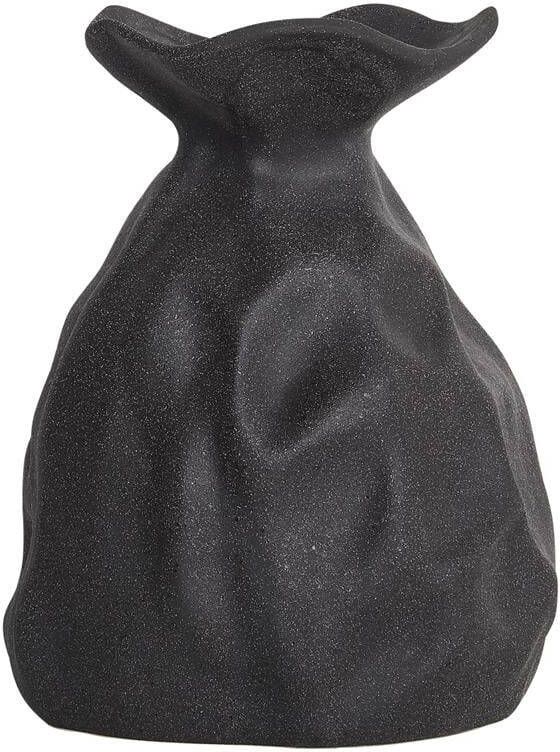 Beliani COONTAIL Bloemenvaas Zwart 31 cm Steengoed