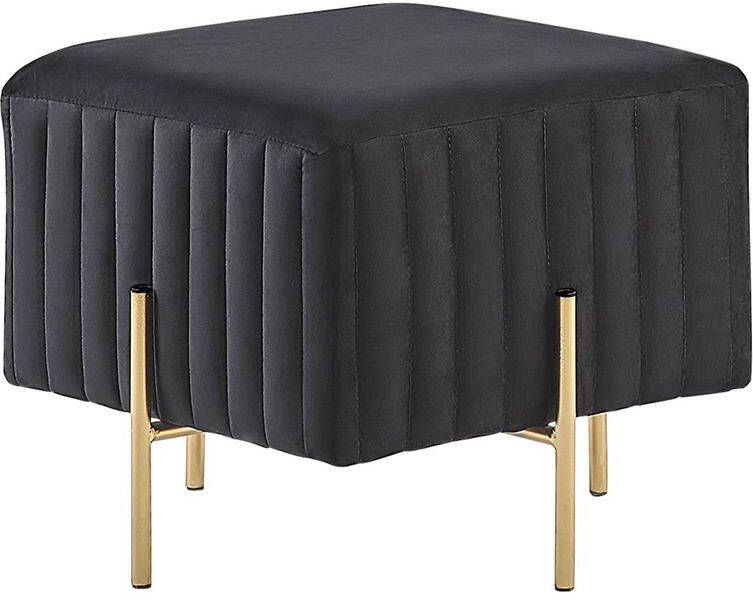 Beliani DAYTON Poef Zwart 48 cm Fluweel