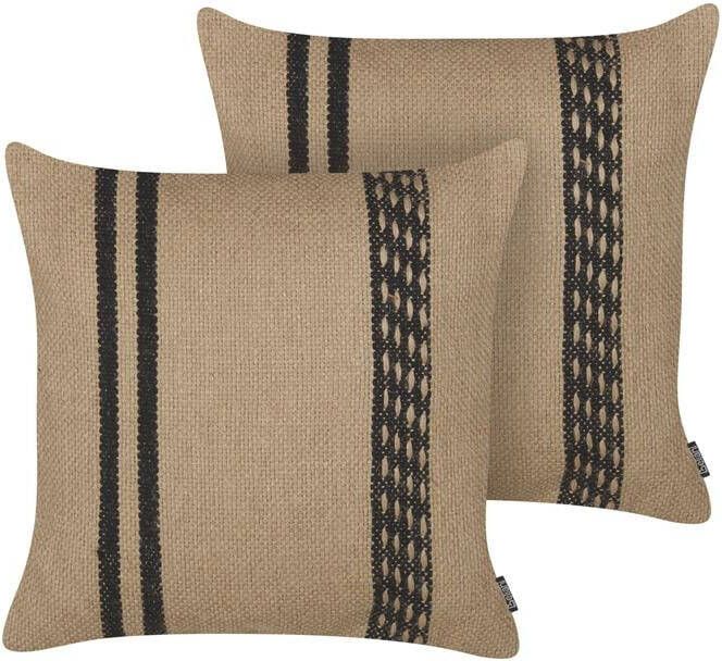 Beliani DESALIX Sierkussen set van 2 Beige 45 x 45 cm Jute