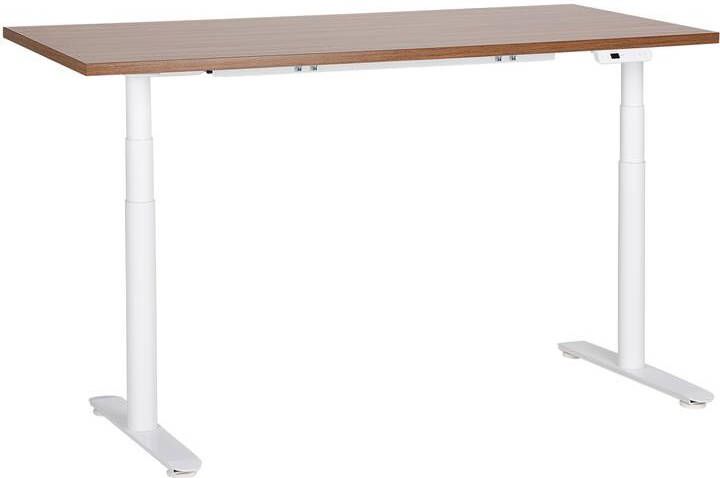 Beliani DESTIN IV Verstelbaar bureau-Donkere houtkleur-Vezelplaat