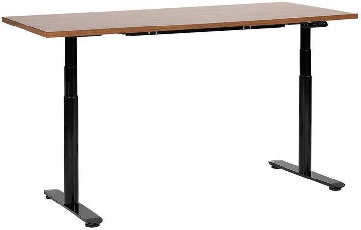 Beliani DESTIN IV Verstelbaar bureau-Donkere houtkleur-Vezelplaat