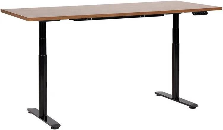 Beliani DESTIN IV Verstelbaar bureau-Donkere houtkleur-Vezelplaat
