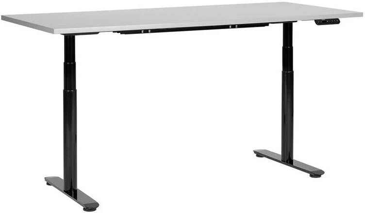 Beliani -DESTINAS- Elektrisch Verstelbaar bureau-Grijs|Zwart-180 cm-MDF
