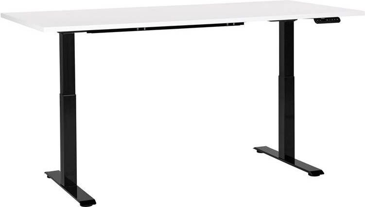 Beliani -DESTINES-Elektrisch Verstelbaar bureau-Wit|Zwart- 180 cm-MDF