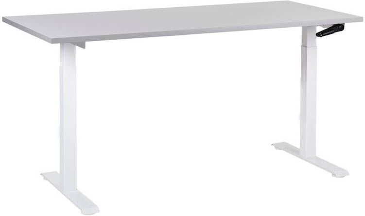 Beliani -DESTINES-Verstelbaar bureau-Grijs|Wit-160 x 72 cm-Spaanplaat