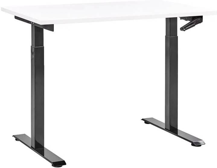 Beliani -DESTINES-Verstelbaar bureau-Wit|Zwart-120 x 72 cm-Spaanplaat