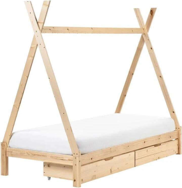 Beliani DEVAY Kinderbed Lichtbruin 90 x 200 cm Dennenhout