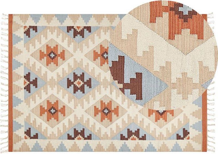 Beliani -DILIJAN-Kelim vloerkleed-Meerkleurig-160 x 230 cm-Katoen