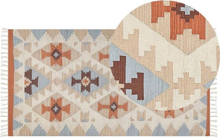 Beliani -DILIJAN-Kelim vloerkleed-Meerkleurig-80 x 150 cm-Katoen