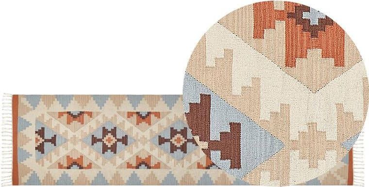 Beliani -DILIJAN-Kelim vloerkleed-Meerkleurig-80 x 300 cm-Katoen