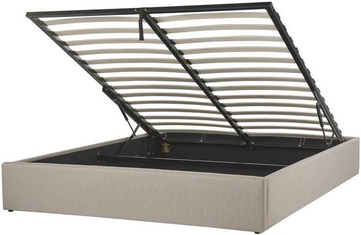 Beliani DINAN Tweepersoonsbed Beige 160 x 200 cm Polyester