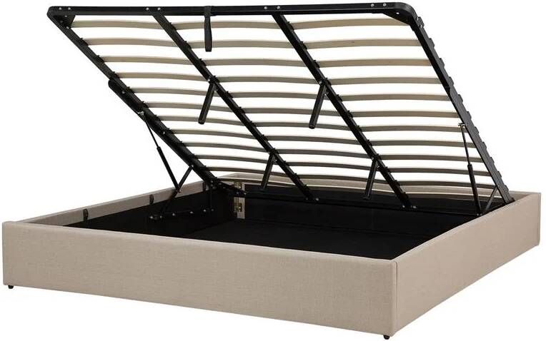 Beliani DINAN Tweepersoonsbed Beige 180 x 200 cm Polyester