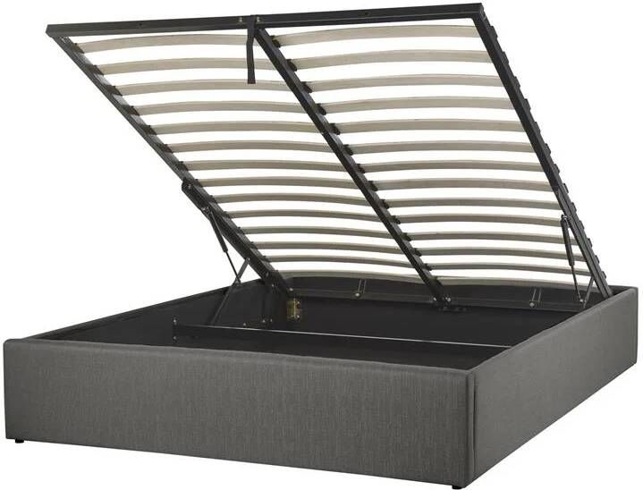 Beliani DINAN Tweepersoonsbed Grijs 140 x 200 cm Polyester