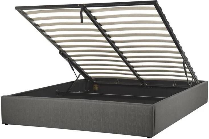 Beliani DINAN Tweepersoonsbed Grijs 160 x 200 cm Polyester