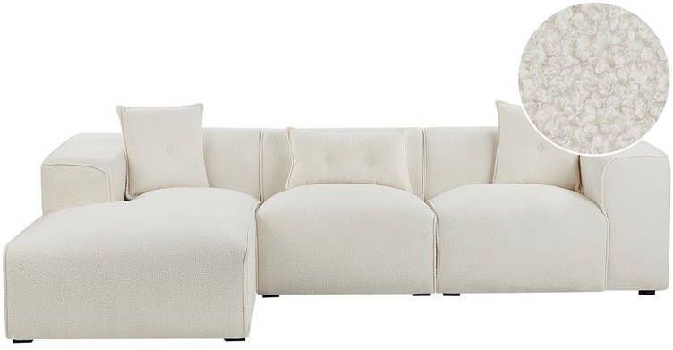 Beliani -DOLVA-Hoekbank-Gebroken wit-Rechtszijdig-294 cm-Bouclé