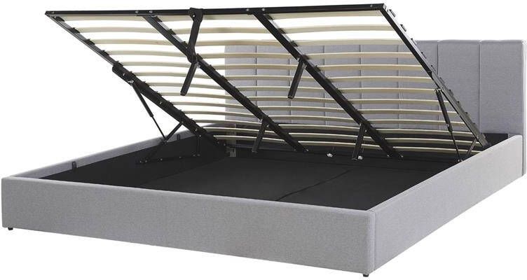 Beliani -DREUX -Bed met opbergruimte-Lichtgrijs-180 x 200 cm-Polyester