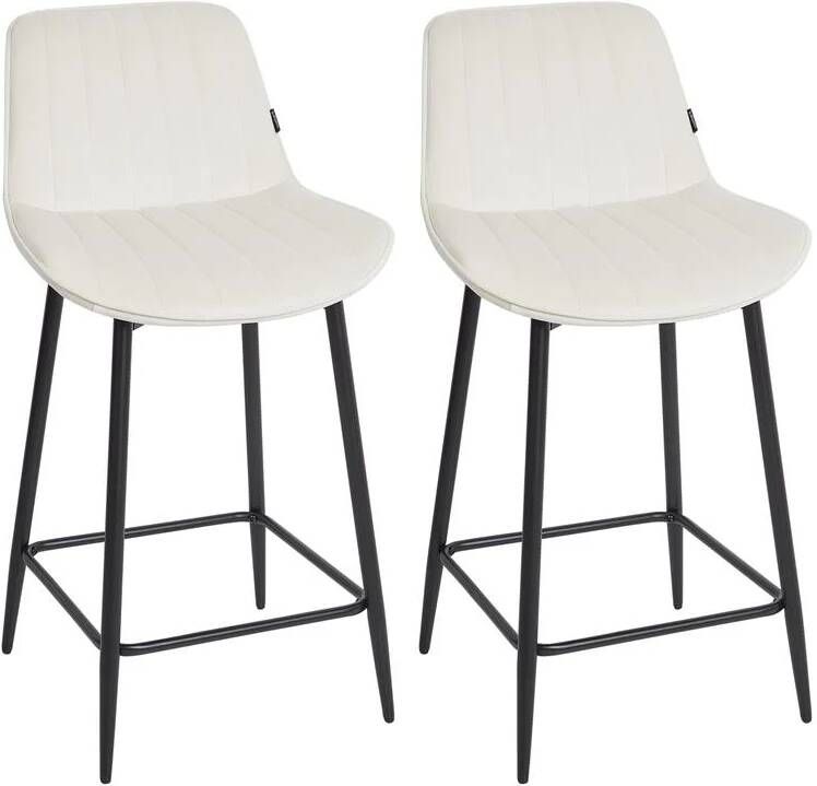 Beliani DUBROVNIK Barkruk set van 2 Beige Fluweel