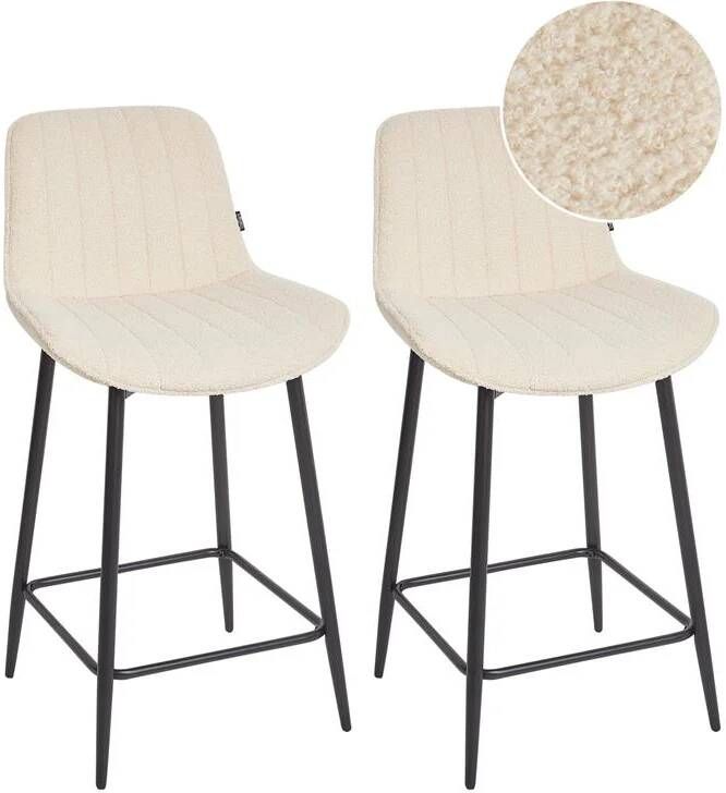 Beliani DUBROVNIK Barkruk set van 2 Lichtbeige Bouclé