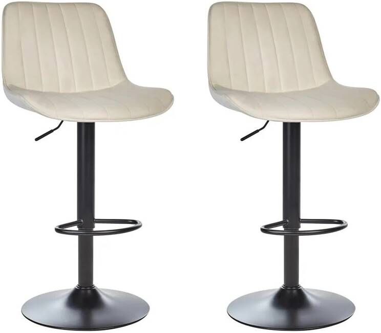 Beliani DUBROVNIK Barkruk set van 2 Lichtbeige Fluweel