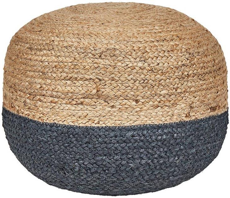 Beliani DUKI Poef Natuurlijk|Donkerblauw 50 cm Jute