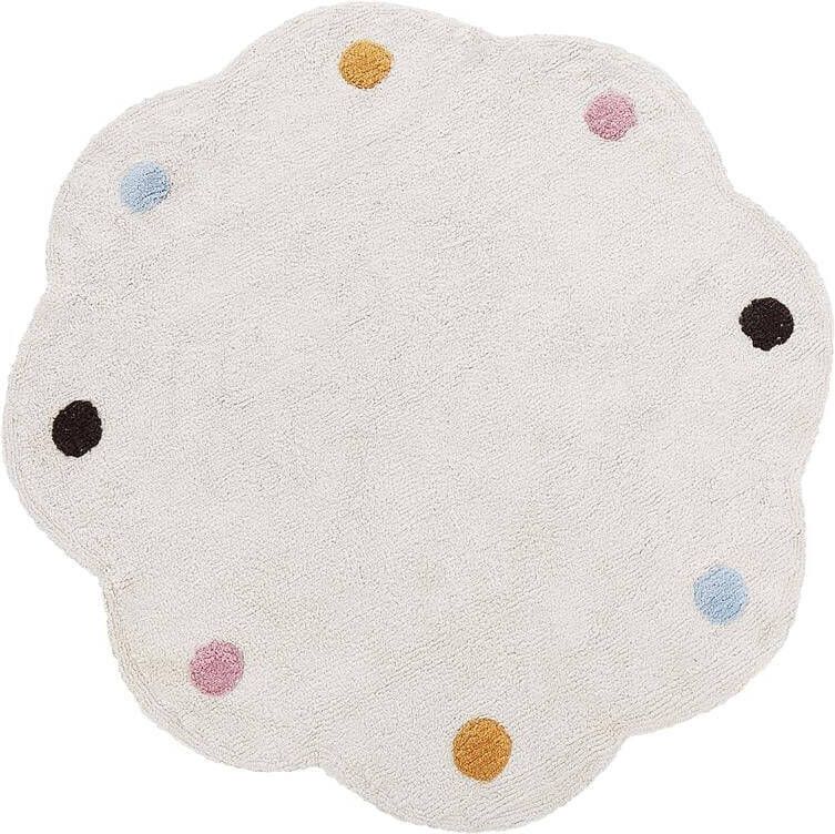 Beliani DUREVI Vloerkleed Beige ø 120 cm Katoen