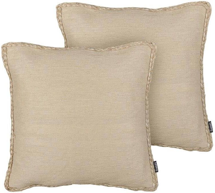 Beliani ELLIOTTIA Sierkussen set van 2 Beige 45 x 45 cm Jute