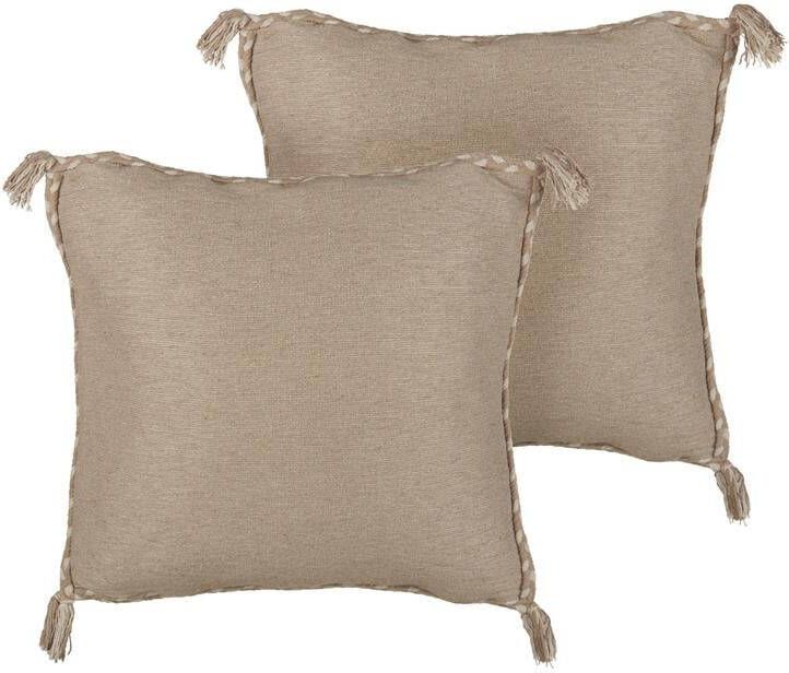 Beliani ERIGERON Sierkussen set van 2 Beige 45 x 45 cm Jute