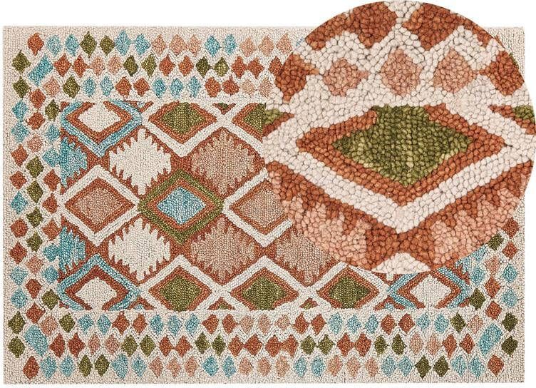 Beliani ERMENEK Vloerkleed Multicolor 140 x 200 cm Wol