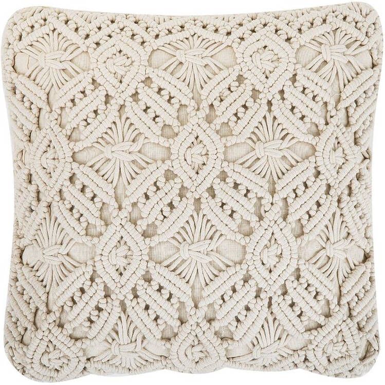 Beliani ESENKOY Sierkussen Beige 45 x 45 cm Katoen