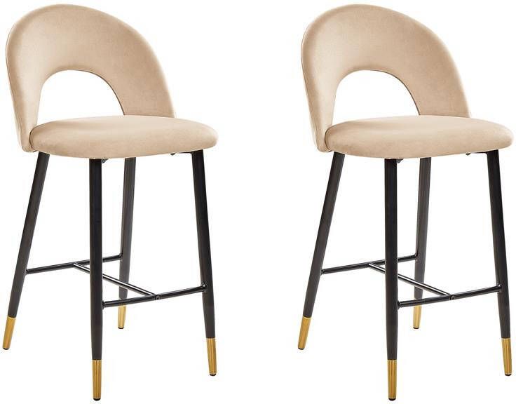 Beliani FALTON Barkruk-Beige-Fluweel