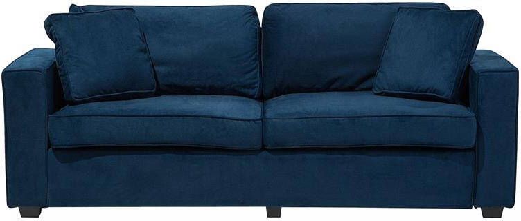 Beliani FALUN Driezitsbank Marineblauw Fluweel