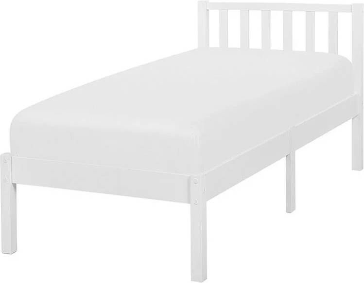 Beliani FLORAC Eenpersoonsbed Wit 90 x 200 cm Dennenhout