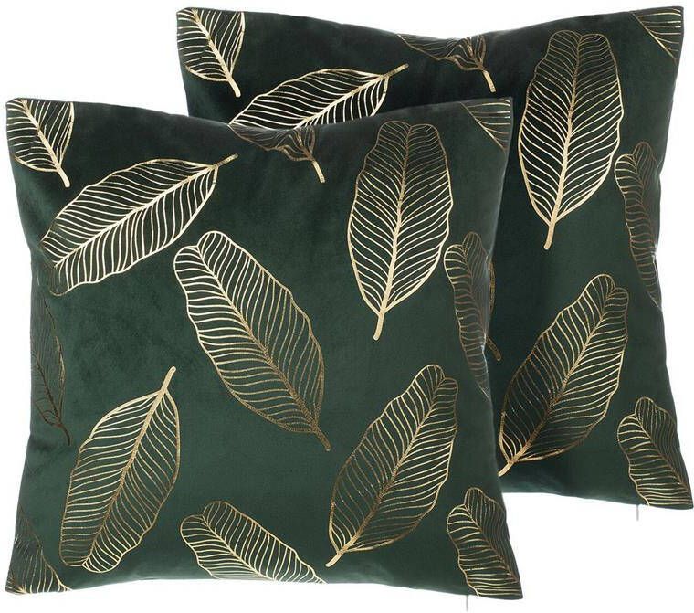 Beliani -FREESIA -Sierkussen set van 2-Groen-45 x 45 cm-Fluweel