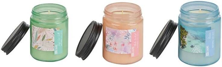 Beliani -FRUITY BLOOM-Geurkaars set-Salie Zeezout|Zee|Orchidee-Soja wax