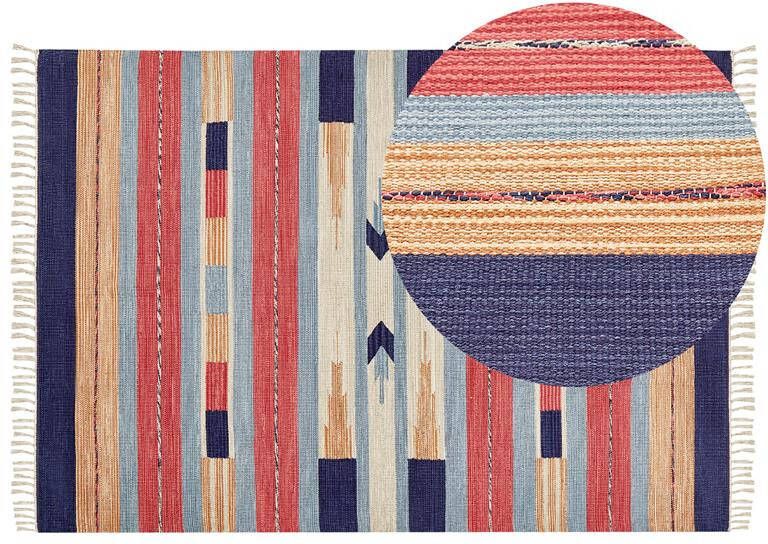Beliani GANDZAK Vloerkleed Meerkleurig 140 x 200 cm Katoen