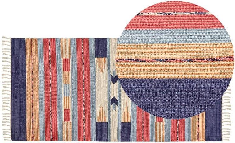 Beliani GANDZAK Vloerkleed Meerkleurig 80 x 150 cm Katoen