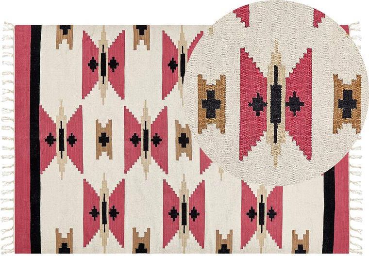 Beliani GARNI Vloerkleed Meerkleurig 160 x 230 cm Katoen