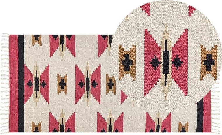 Beliani GARNI Vloerkleed Meerkleurig 80 x 150 cm Katoen