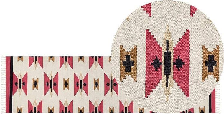 Beliani GARNI Vloerkleed Meerkleurig 80 x 300 cm Katoen
