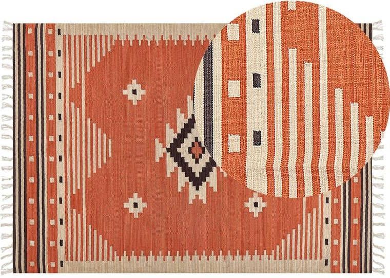 Beliani -GAVAR-Kelim vloerkleed-Meerkleurig-160 x 230 cm-Katoen