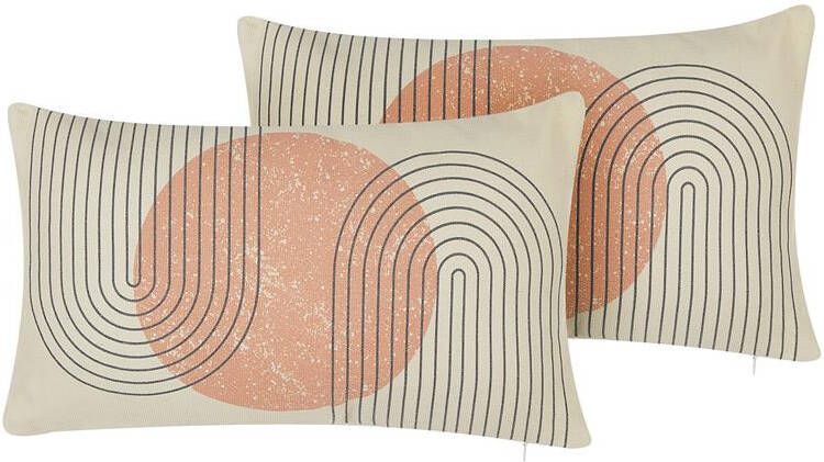 Beliani -GERBERA -Sierkussen set van 2-Beige-30 x 50 cm-Polyester
