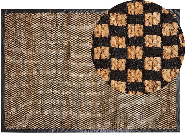 Beliani GERCE Jute vloerkleed Zwart|Beige 140 x 200 cm Jute