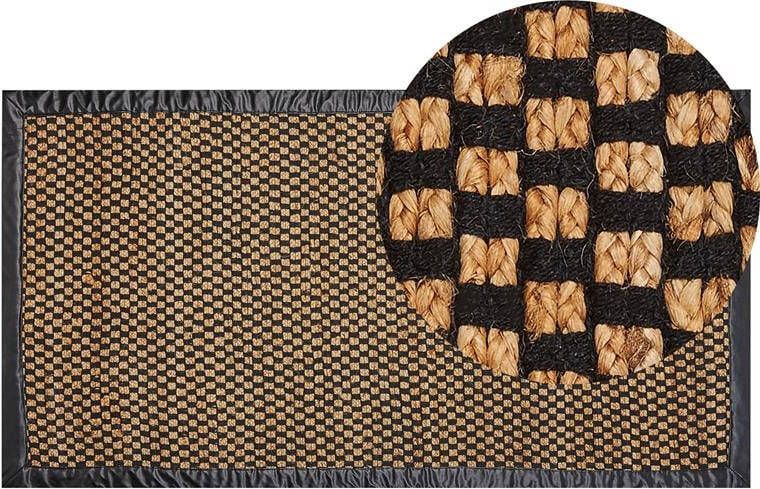 Beliani -GERCE-Laagpolig vloerkleed-Zwart|Beige-80 x 150 cm-Jute