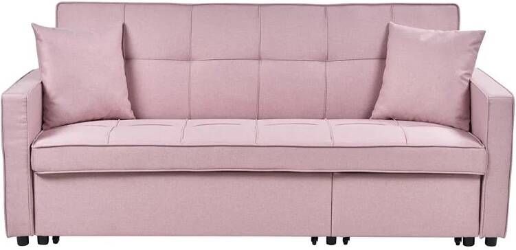 Beliani GLOMMA Slaapbank 3-zits Roze Polyester