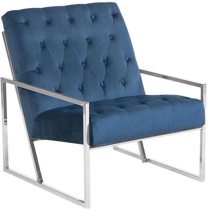 Beliani HARSTAD Fauteuil Donkerblauw Fluweel