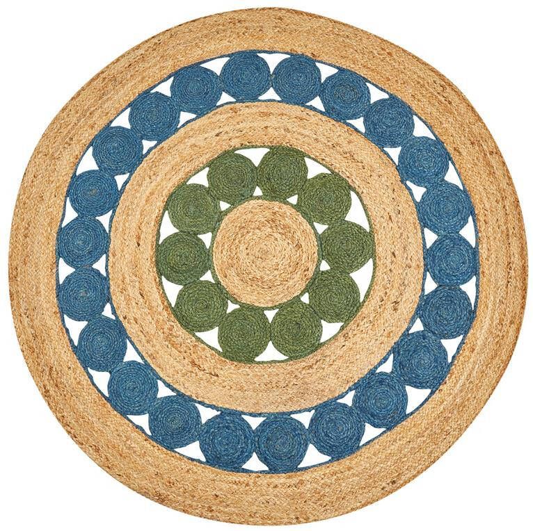 Beliani HOVIT Vloerkleed Blauw|groen 140 cm Jute