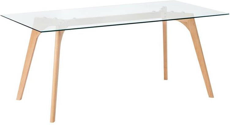 Beliani -HUDSON-Eettafel-Lichte houtkleur-90 x 180 cm-Veiligheidsglas