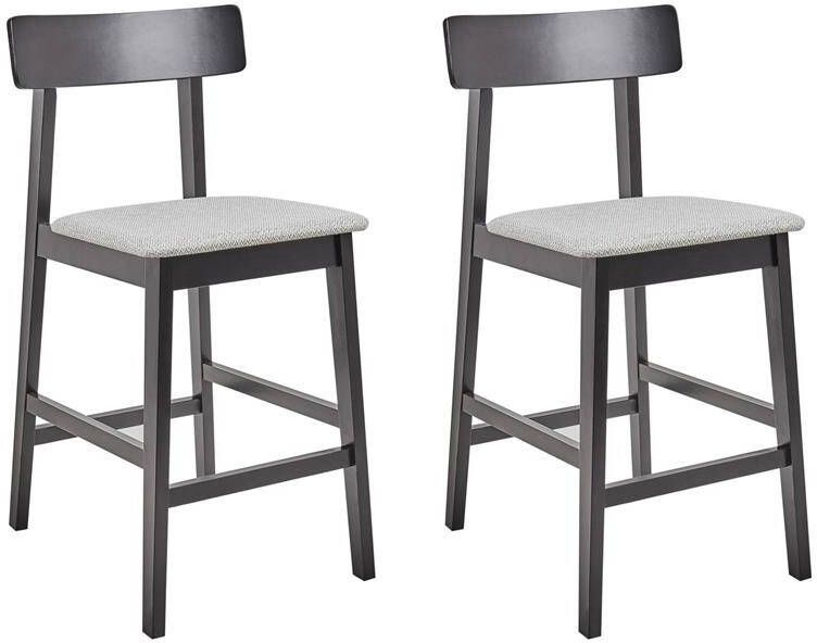 Beliani ISANTI Barkruk set van 2 Grijs|Zwart Rubberhout