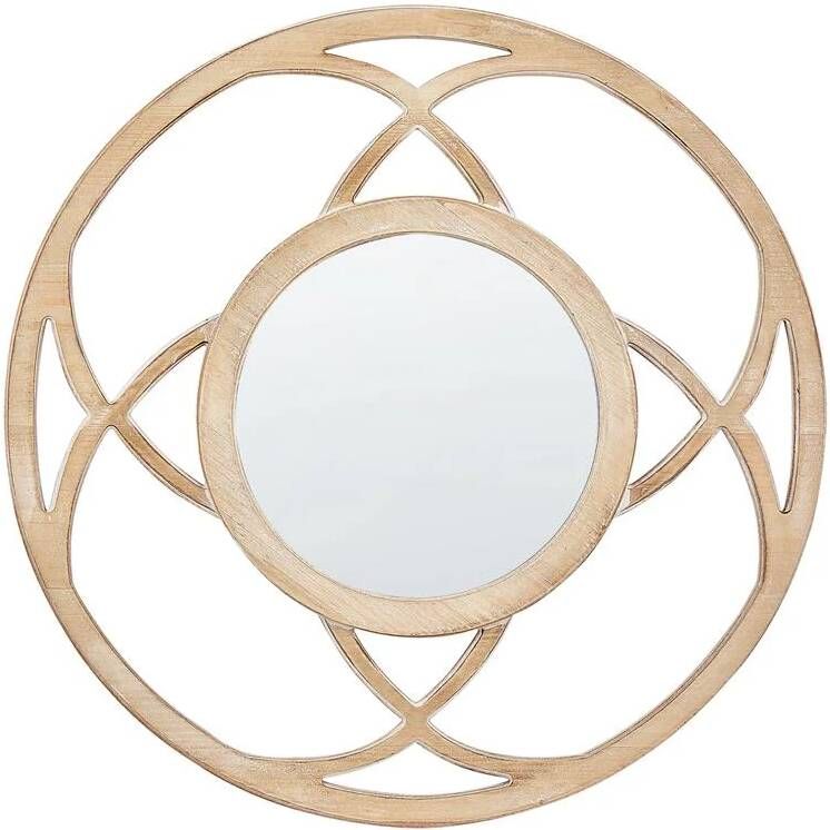 Beliani IZTAPALAPA Decoratieve Spiegel-Lichte houtkleur-MDF Glas