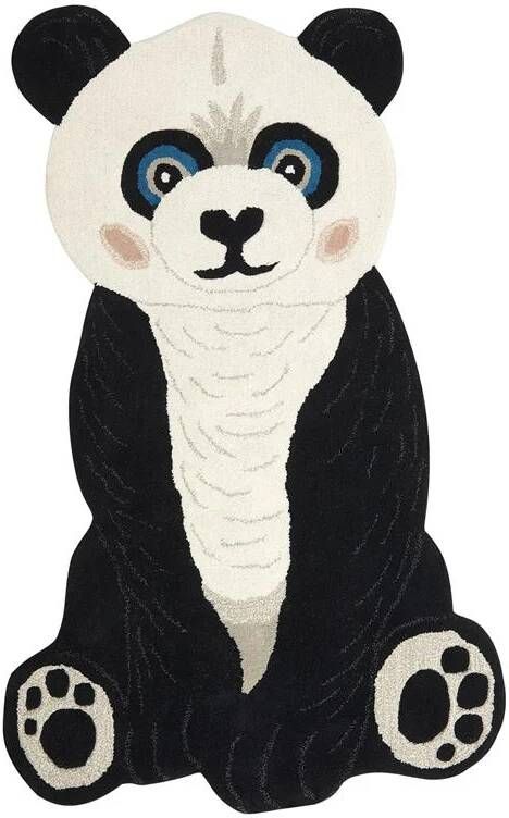 Beliani JINGJING Kindervloerkleed Zwart|Wit 100 x 160 cm Wol